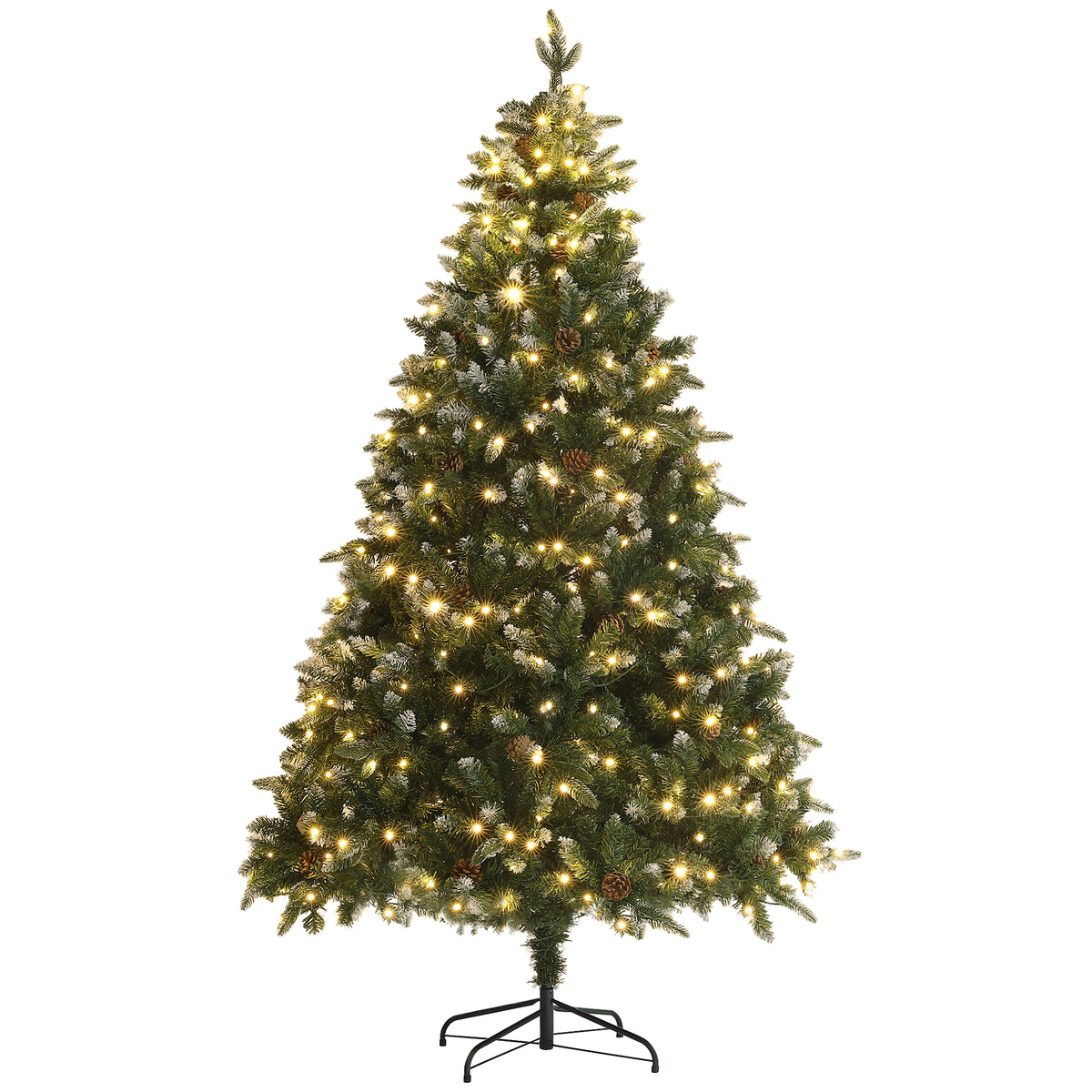 7 Ft Artificial LED Christmas Tree with Metal Base, Hinged Branches