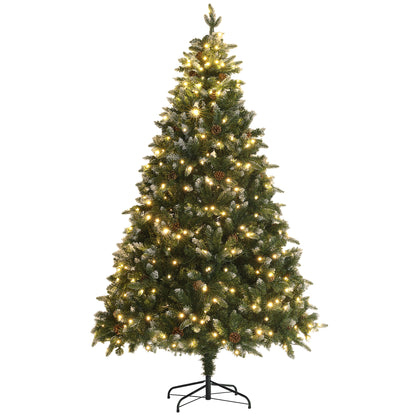 7 Ft Artificial LED Christmas Tree with Metal Base, Hinged Branches