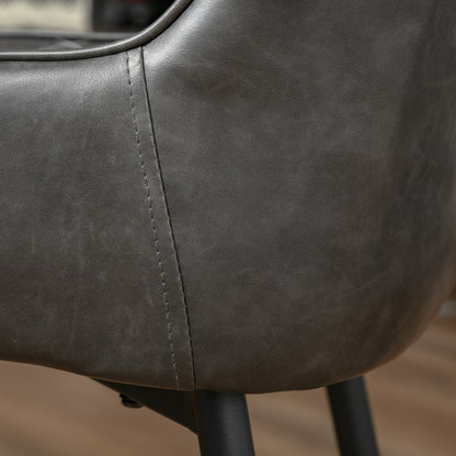 Retro Dining Chair Set of 2, PU Leather Upholstered Side Chairs