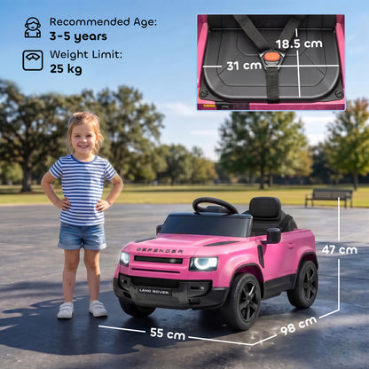 Land Rover Defender Licensed 12V Kids Ride on Car w/ Remote, Pink