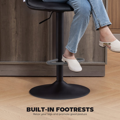Bar Stools Set of 2 Swivel Height Adjustable Barstools Black