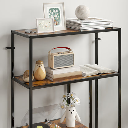 Industrial Bookshelf Bookcase w/ Open Shelves for Study Rustic Brown