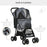 Pet Stroller Dog Pushchair Cat Travel Carriage Foldable Carrying Bag w/ Universal Wheels, Brake Canopy for XS & S Sized Pets, Grey