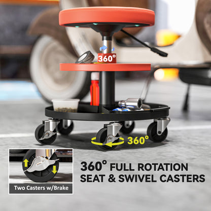 Rolling Mechanic Stool, 135kg Capacity Workshop Stool, Yellow