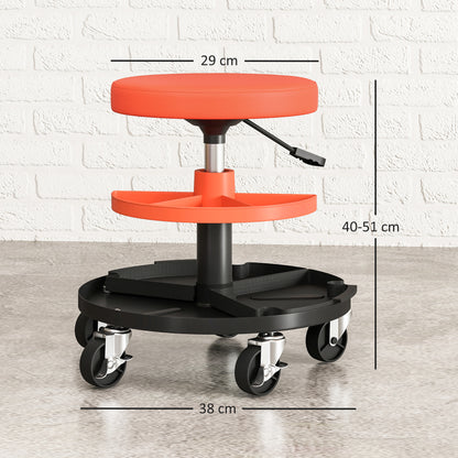 Rolling Mechanic Stool, 135kg Capacity Workshop Stool, Yellow