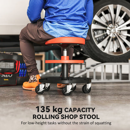 Rolling Mechanic Stool, 135kg Capacity Workshop Stool, Yellow