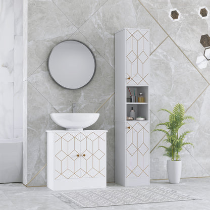 Slim Bathroom Cabinet, Bathroom Storage Cabinet with Doors, White