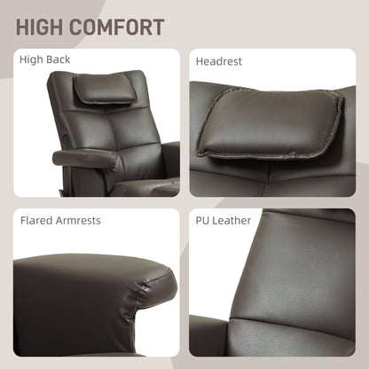 Massage Recliner Chair with Footstool and Hidden Storage, Dark Brown