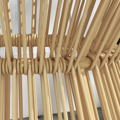 PE Rattan End Table, Round Hollow Drum Design Side Table, Natural