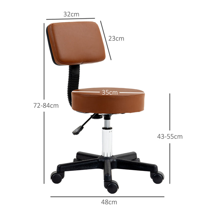 Adjustable Swivel Salon Chair Padded Seat Back 5 Wheels Brown