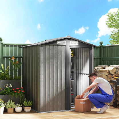 5ft x 4.3ft Outdoor Metal Storage Shed with Sliding Door Sloped Roof