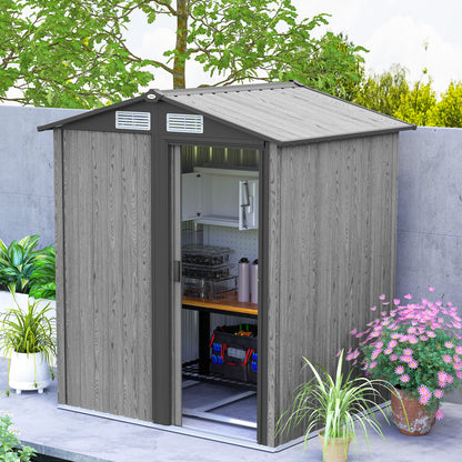 5ft x 4.3ft Outdoor Metal Storage Shed with Sliding Door Sloped Roof