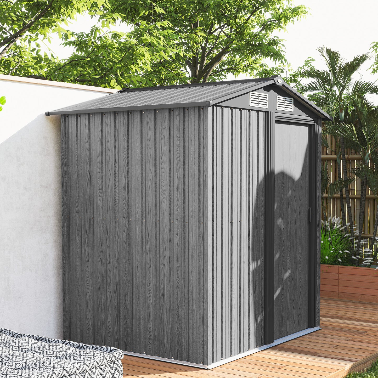 5ft x 4.3ft Outdoor Metal Storage Shed with Sliding Door Sloped Roof