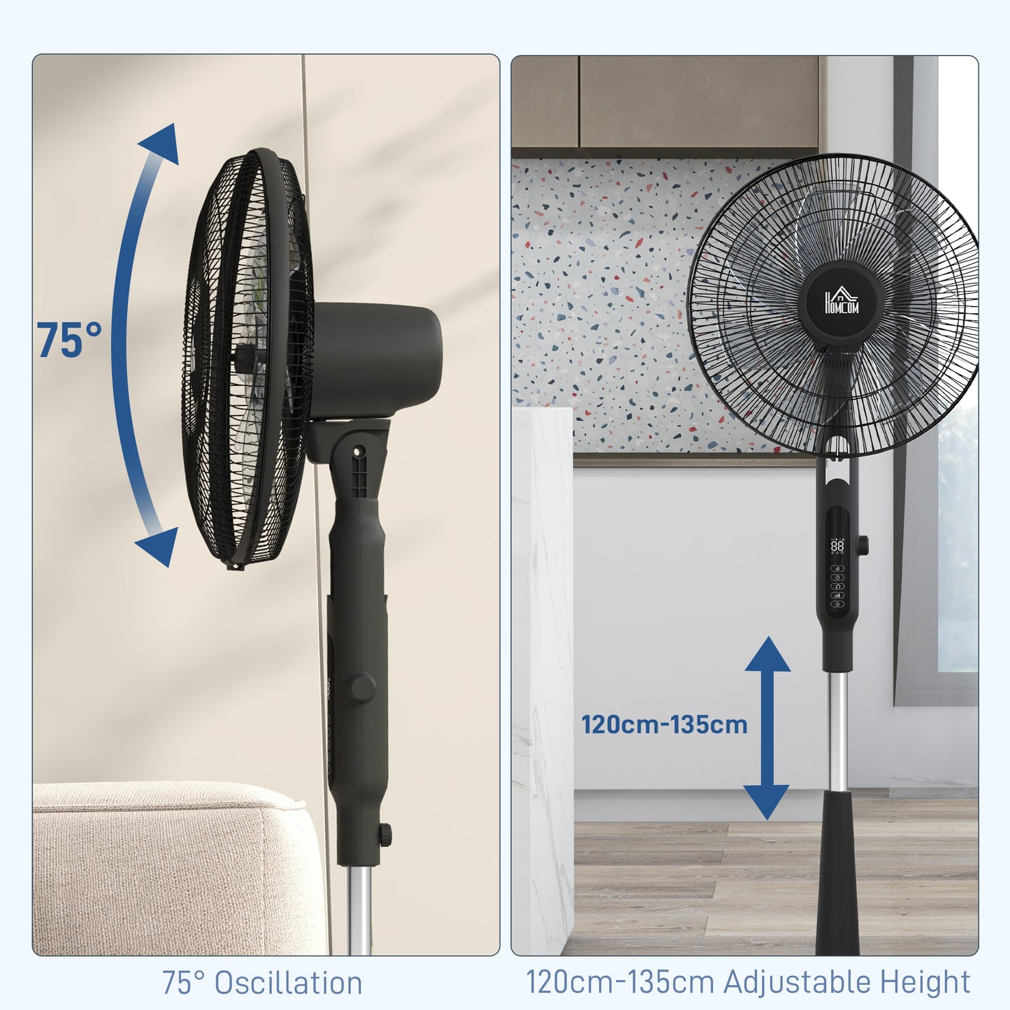Standing Fan with 75 Degree Oscillation Mosquito Repellent Function