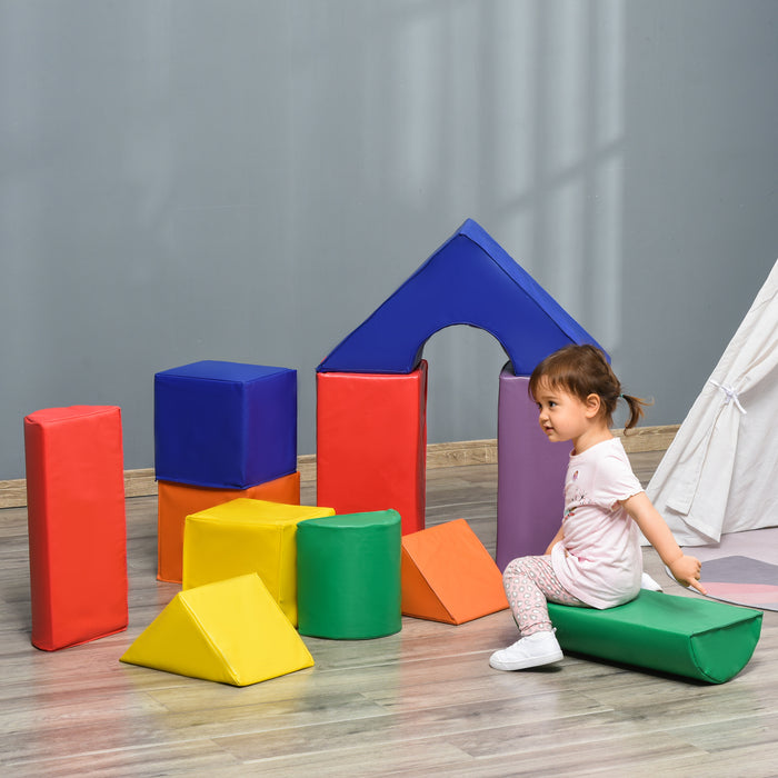 11 Piece Soft Play Blocks Kids Climb and Crawl Gym Toy Foam Building and Stacking Blocks Non-Toxic Learning Play Set Activity Toy Brick