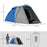 2-3 Man Camping Tent with 2 Rooms, 2000mm Waterproof Family Tent, Portable with Bag for Fishing Hiking Festival, Blue