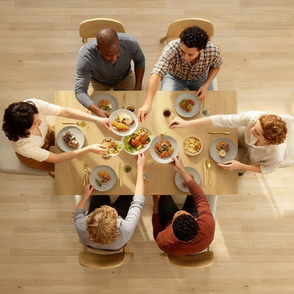 Folding Dining Table for 4-6, Drop Leaf Table, Natural