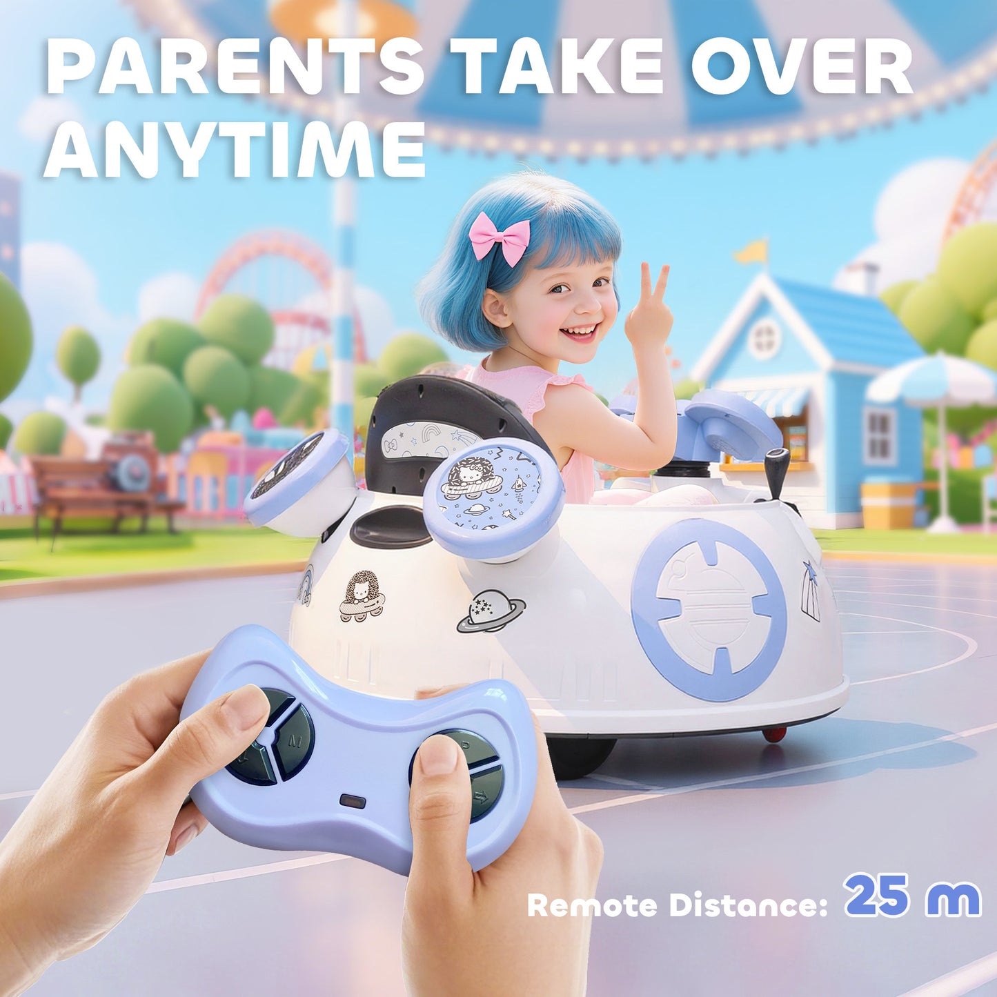 Hello Kitty Kids Ride on Bumper Car with Remote Control, White