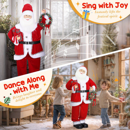 Musical Animated Santa Claus with Music, Dancing, Gift and Wreath