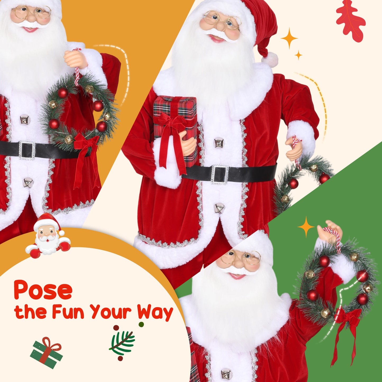 Musical Animated Santa Claus with Music, Dancing, Gift and Wreath