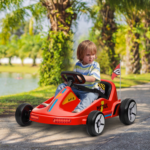 6V Electric Go Kart w/ Music, Light, Horn, for 3-5 Years, Red