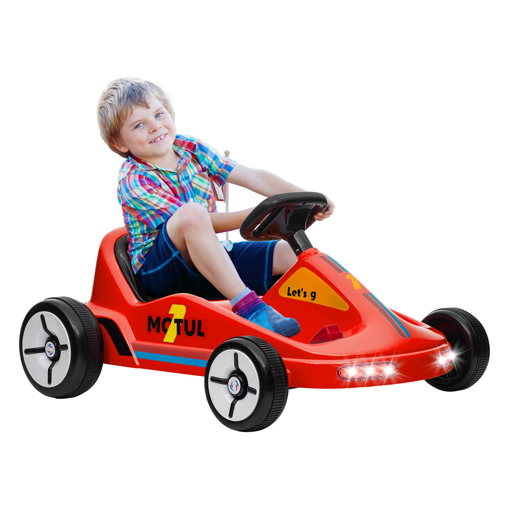 6V Electric Go Kart w/ Music, Light, Horn, for 3-5 Years, Red