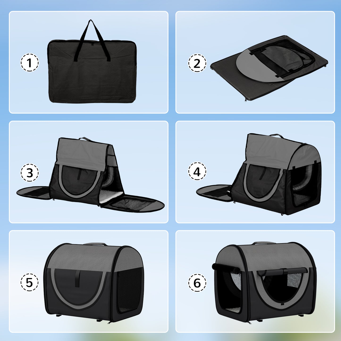 3 in 1 Pet Stroller with Detachable Carrier for Mini Dogs, Grey