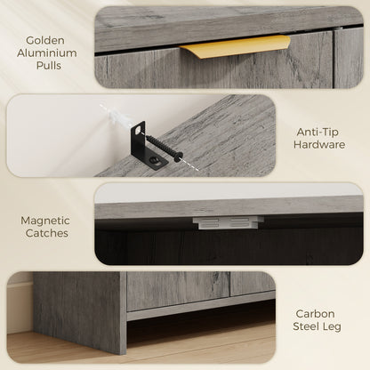 Sideboard with 3 Doors and Adjustable Shelves, Kitchen Cupboard, Grey