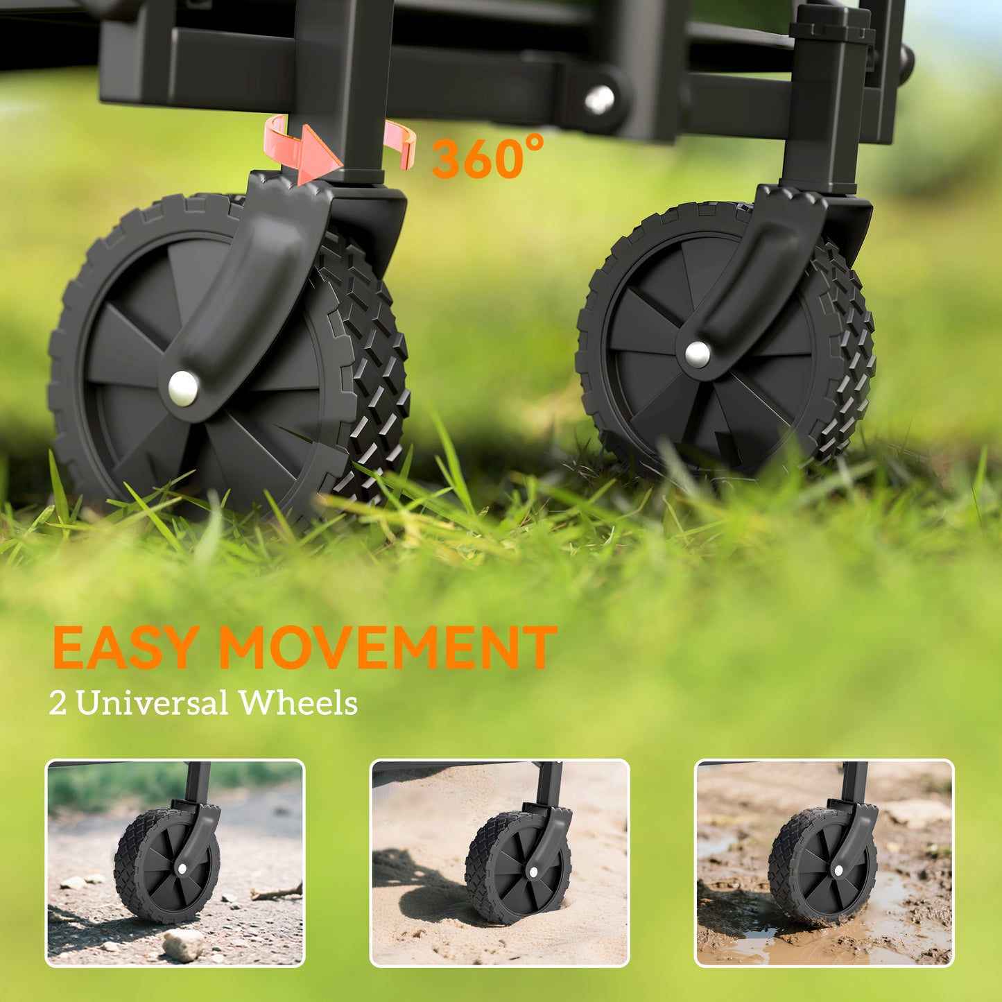 62L Festival Trolley, 120kg Heavy Duty Folding Trolley Cart, Green