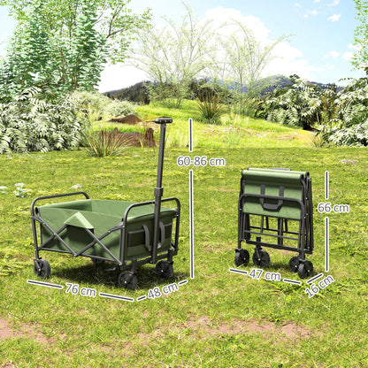 62L Festival Trolley, 120kg Heavy Duty Folding Trolley Cart, Green