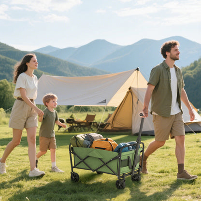 62L Festival Trolley, 120kg Heavy Duty Folding Trolley Cart, Green