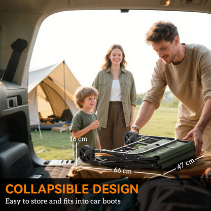 62L Festival Trolley, 120kg Heavy Duty Folding Trolley Cart, Green