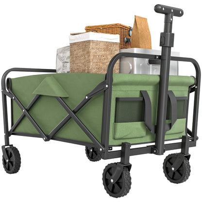 62L Festival Trolley, 120kg Heavy Duty Folding Trolley Cart, Green