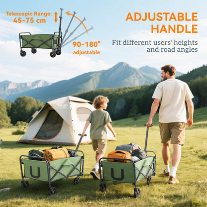 62L Festival Trolley, 120kg Heavy Duty Folding Trolley Cart, Green