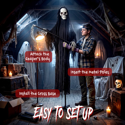 72"/183cm Life Size Animated Grim Reaper Halloween Decoration