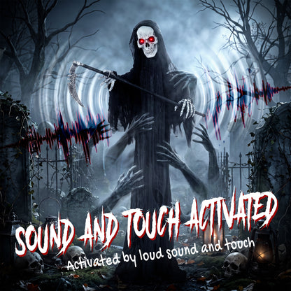 72"/183cm Life Size Animated Grim Reaper Halloween Decoration