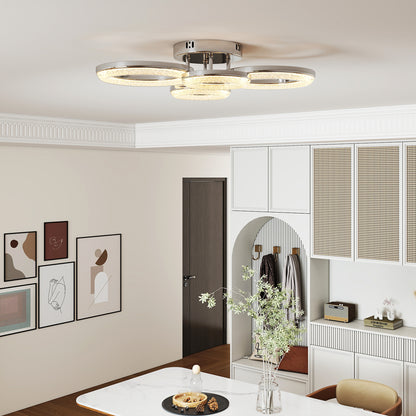 Modern 4-Ring Flush Mount Ceiling Light, LED Ceiling Light, Silver