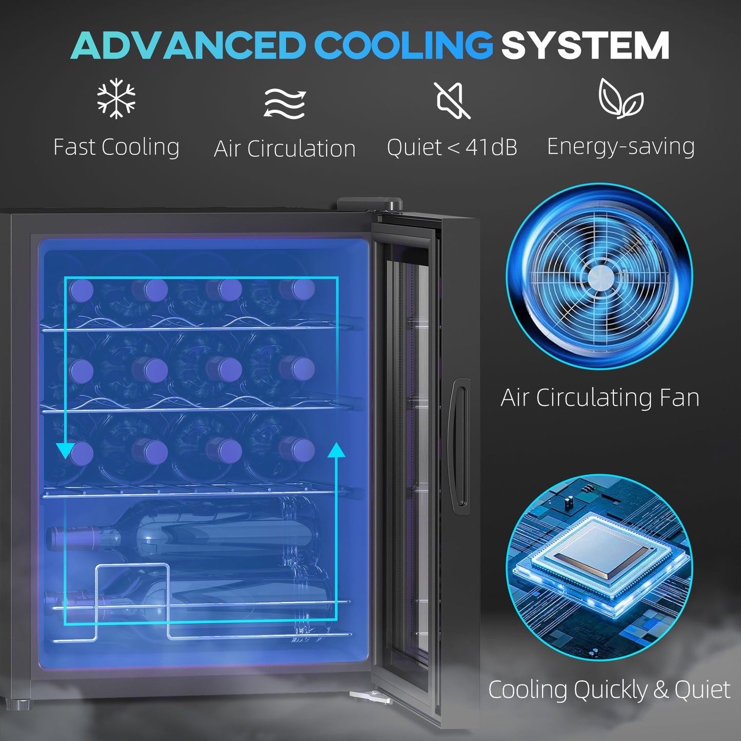 16 Bottle Wine Cooler with Adjustable Temperature Control, Black