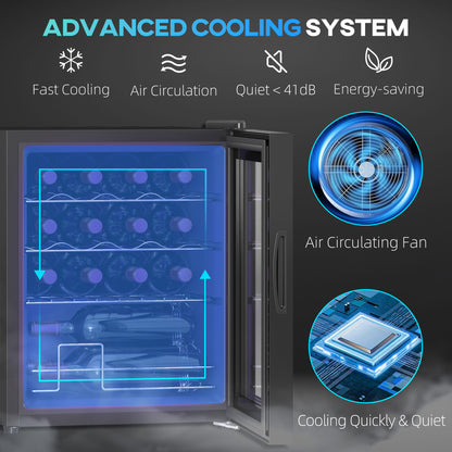 16 Bottle Wine Cooler with Adjustable Temperature Control, Black