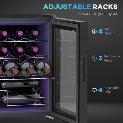 16 Bottle Wine Cooler with Adjustable Temperature Control, Black