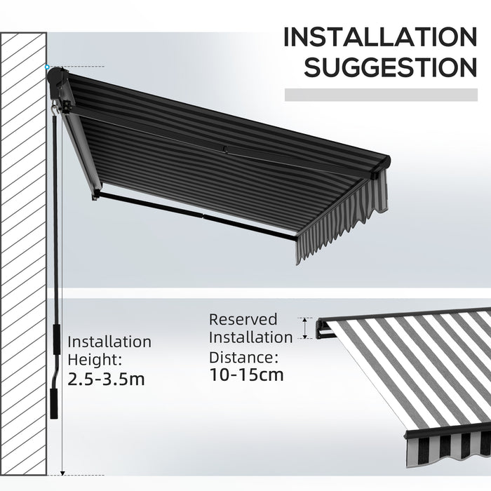 3.5 x 2.5m Aluminium Frame Electric Awning, Retractable Awning Sun Canopies for Patio Door Window, Grey and White