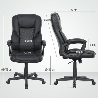 High Back Executive Office Chair with Adjustable Height Arms Black