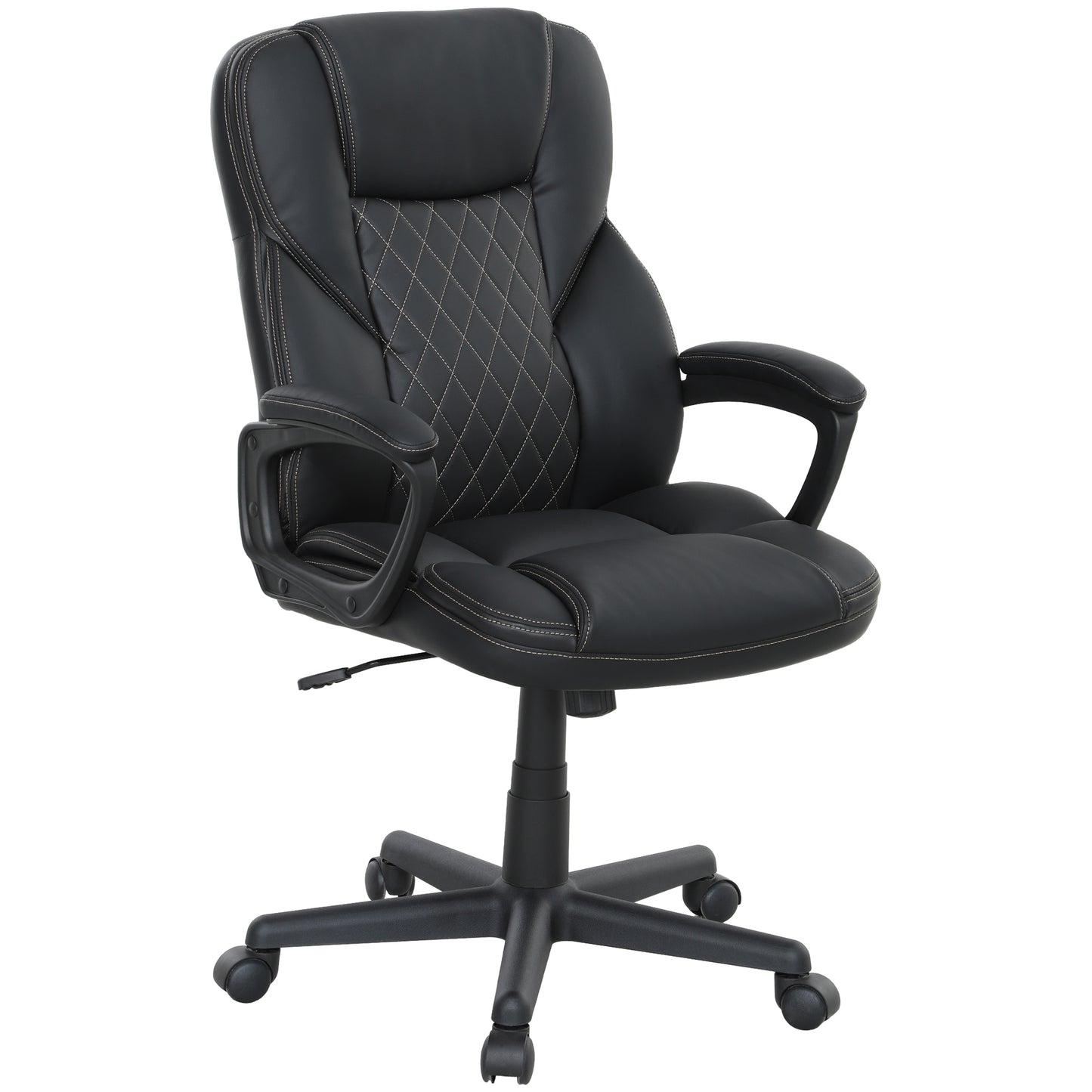 High Back Executive Office Chair with Adjustable Height Arms Black
