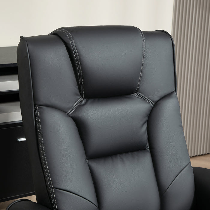 Reclining Armchair with Footstool and Adjustable Backrest, Black