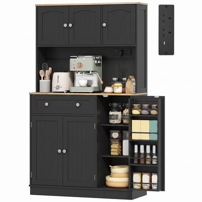 Pantry Storage Cabinet with Adjustable Shelves and 4 Door Racks