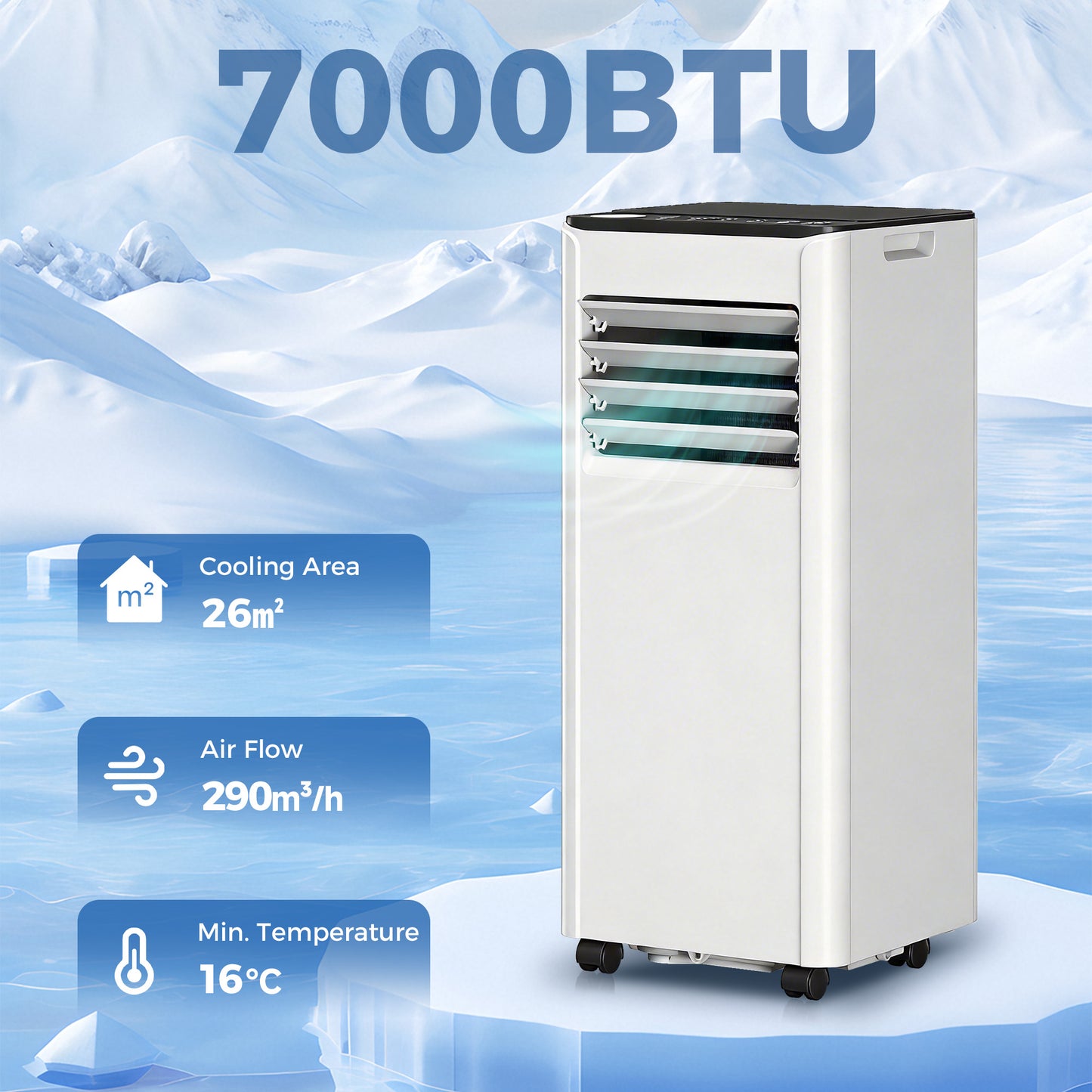 Portable Air Conditioner 7000 BTU, 4-in-1 Air Conditioning Unit