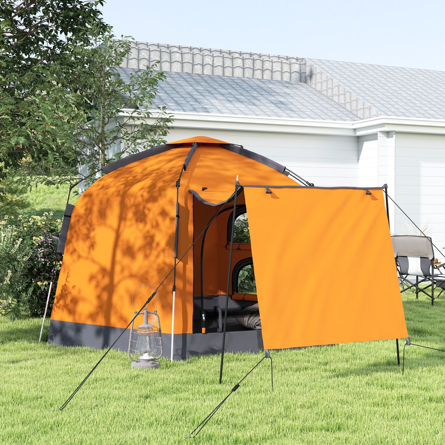 2-4 Person Tent, Instant Pop Up Camping Tent, Orange