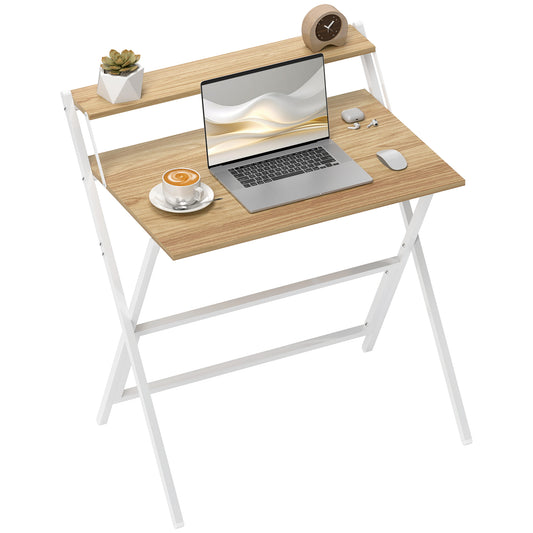 81.5 cm Folding Computer Desk for Small Spaces Bedroom Natural