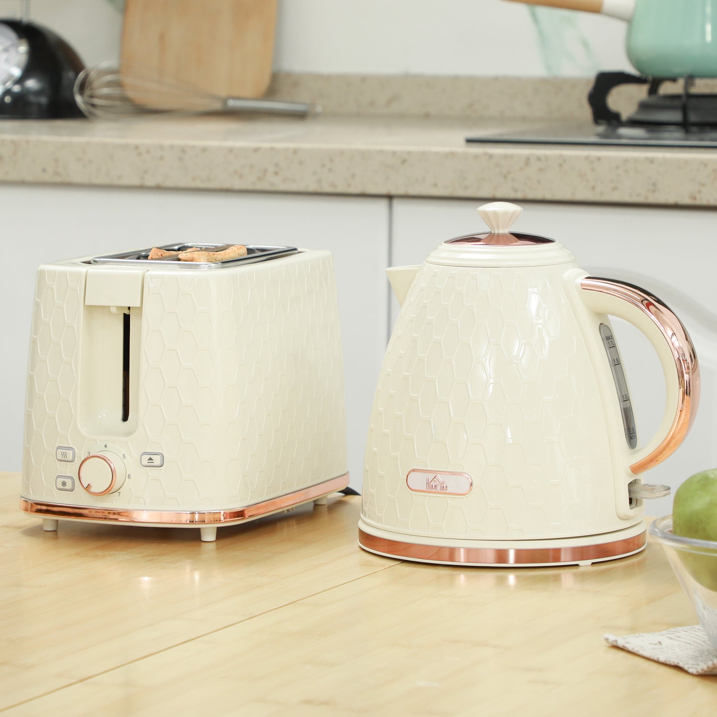 Kettle and Toaster Set 1.7L Fast Boil Kettle & 2 Slice Toaster Set Beige