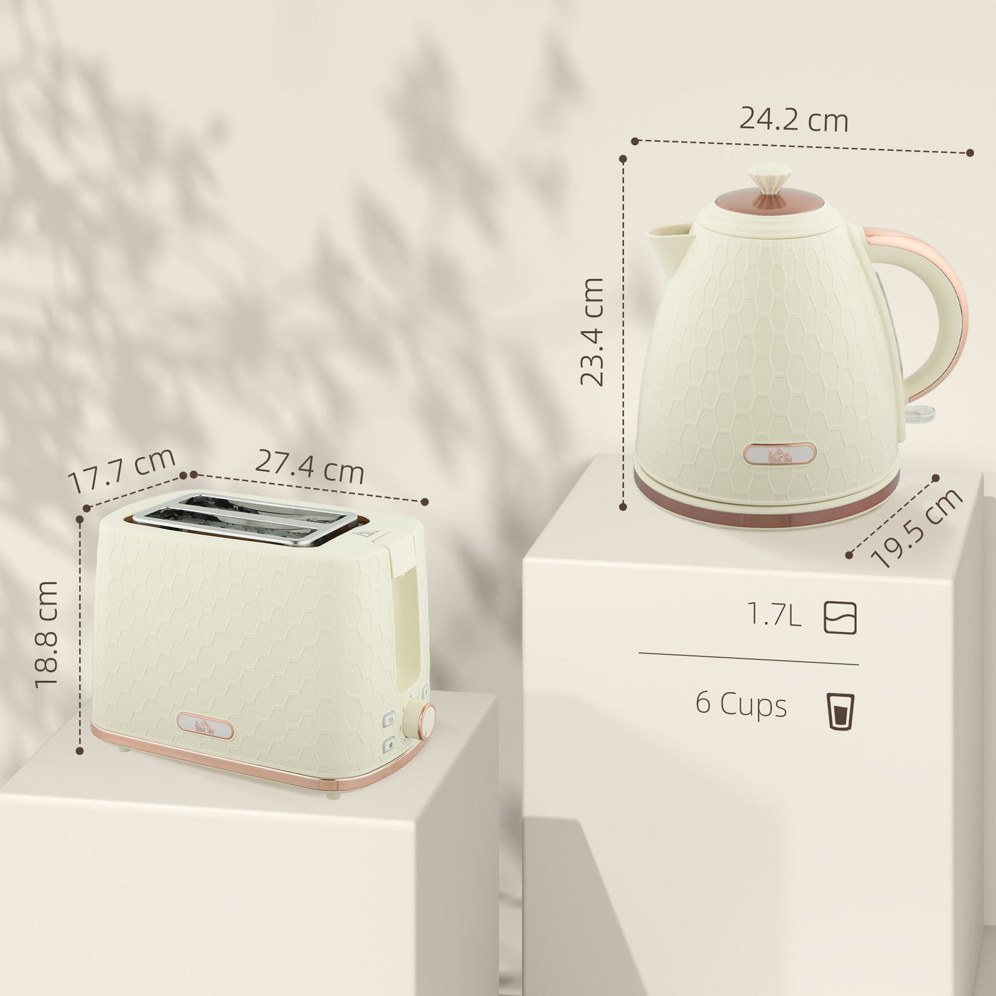 Kettle and Toaster Set 1.7L Fast Boil Kettle & 2 Slice Toaster Set Beige